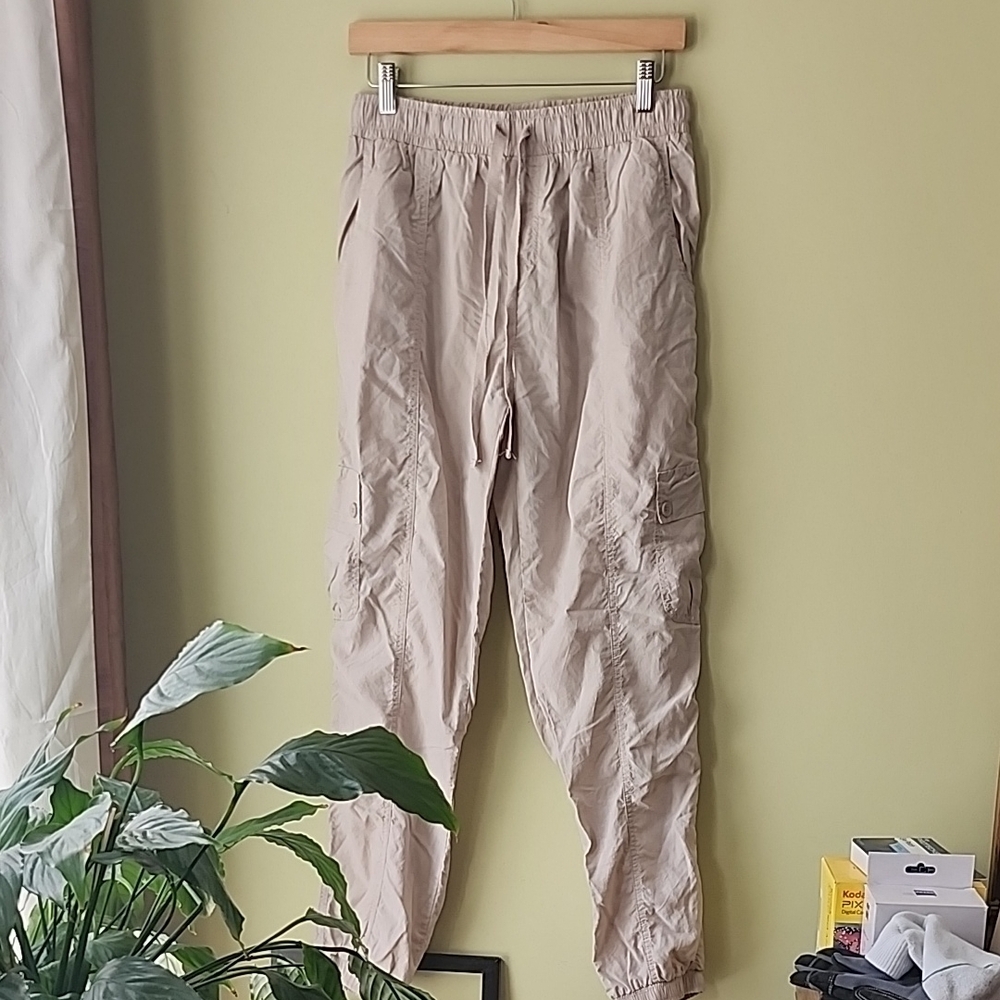 Wasabi &Mint Tan Relaxed Fit Track Pants with Elastic Waistband 100% TENCEL SZ L